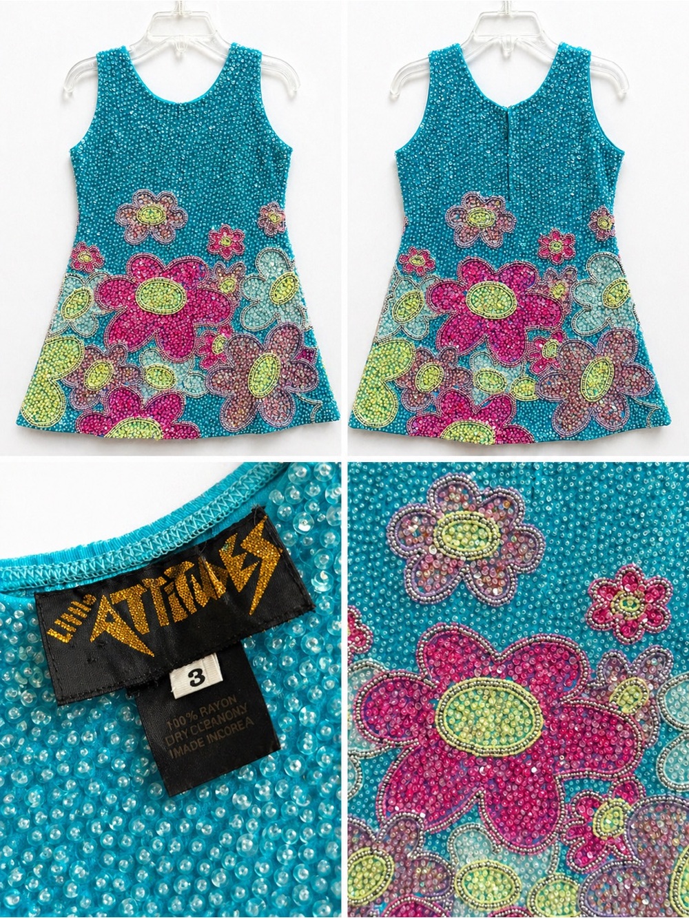 ✨ Little Attitudes Hand Beaded Floral Dress ✨ kids size 3